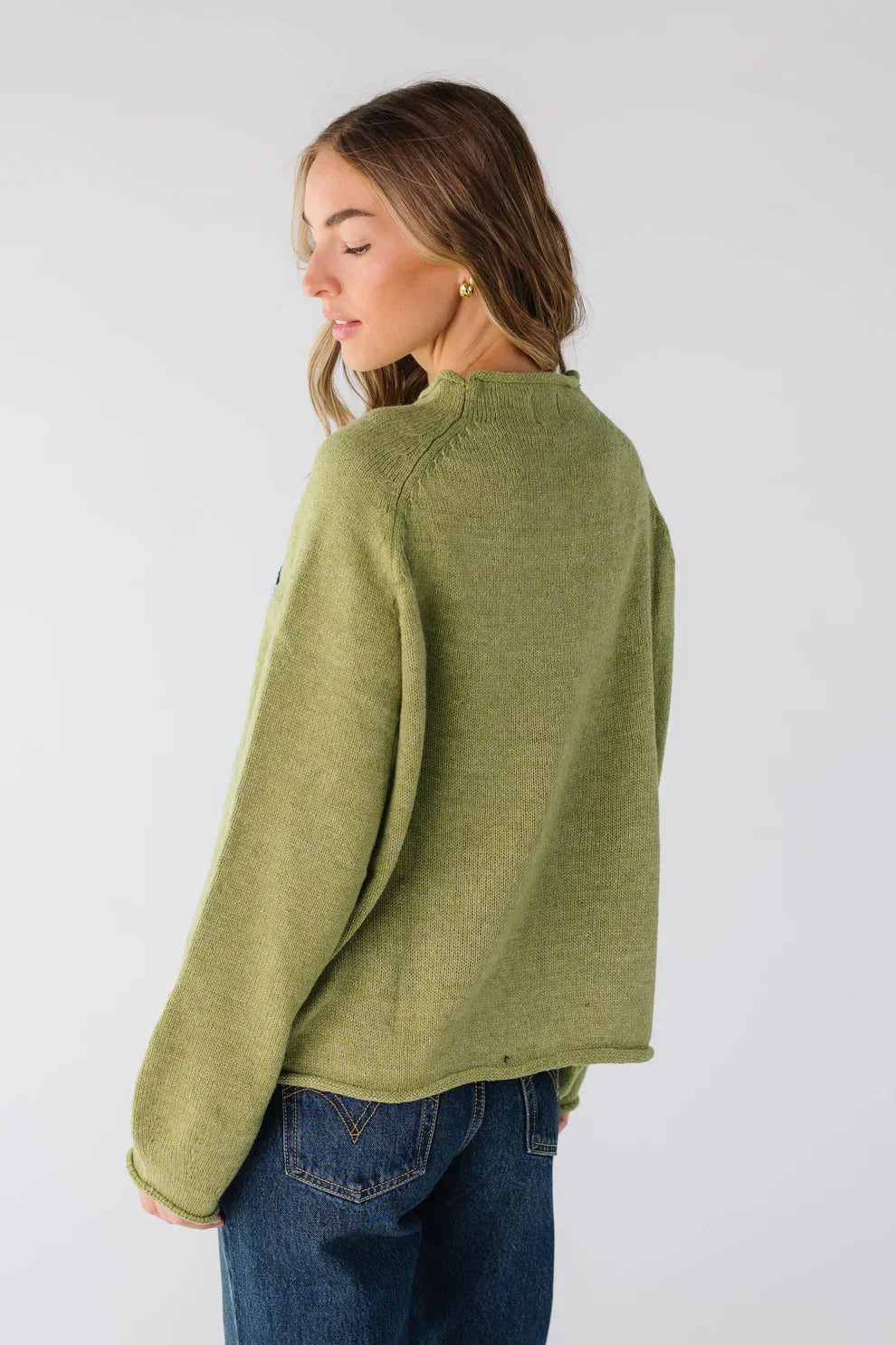 Olive Knit Fisherman Sweater